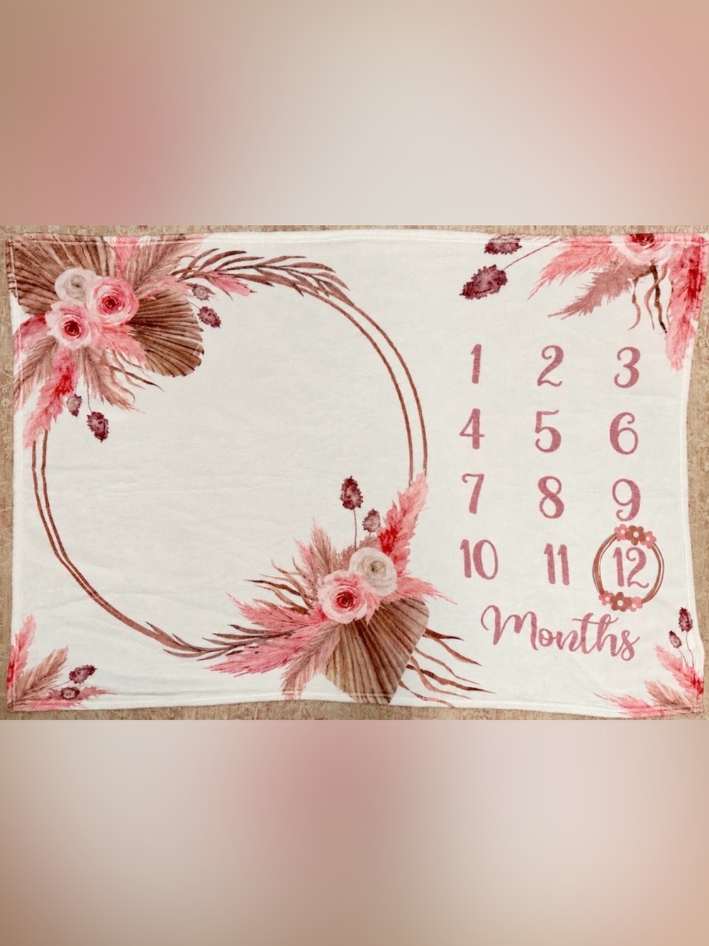 Floral Pink and Cream Milestone Blanket